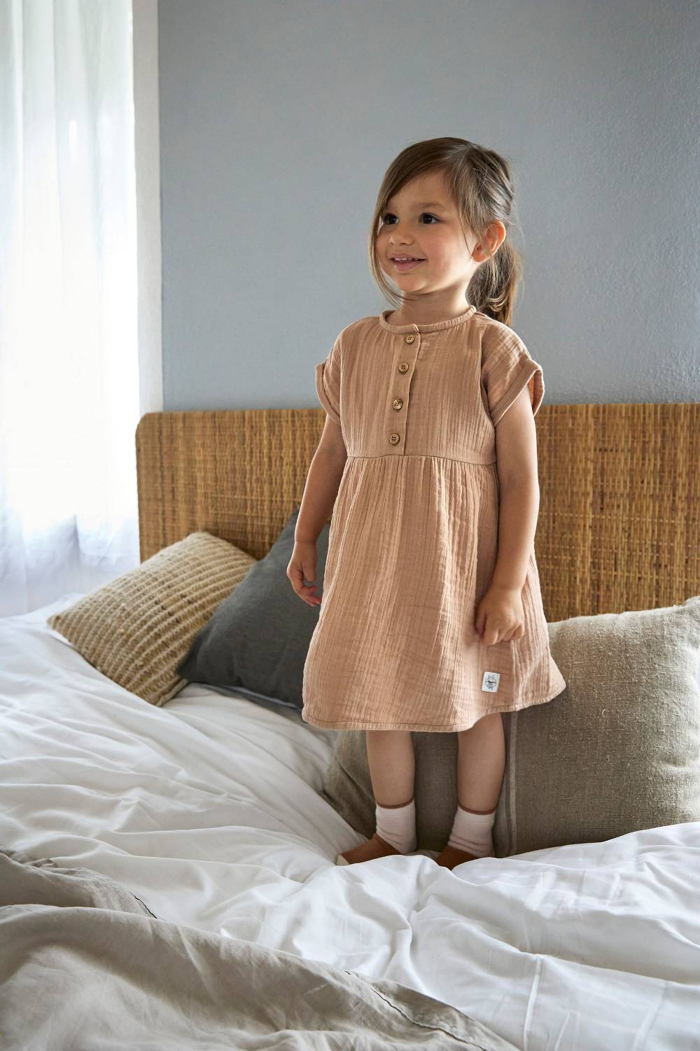 Lässig Musselin Kinderkleid - Bio Baumwolle, Orange Bis zu 60% Rabatt