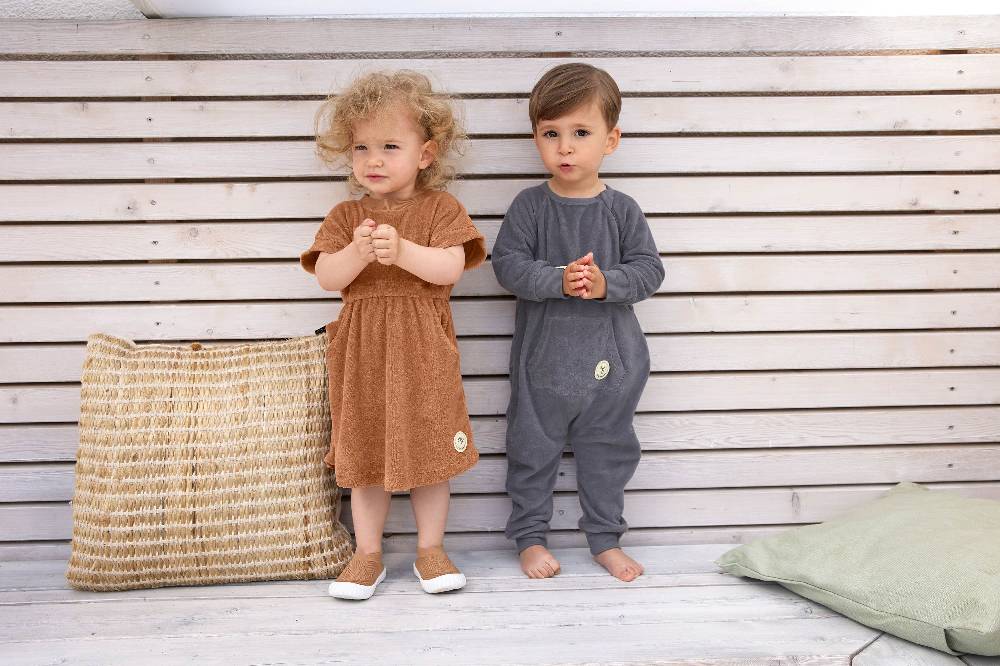 Lässig Frottee Kleid Kinder, Karamell Auslauf
