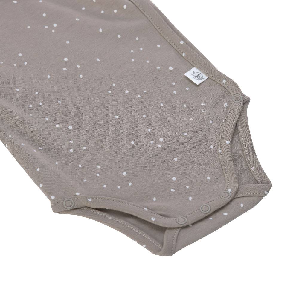 Lässig Baby Wickelbody kurzarm - Bio Baumwolle, Punkte, Taupe Fabrik Onlineshop