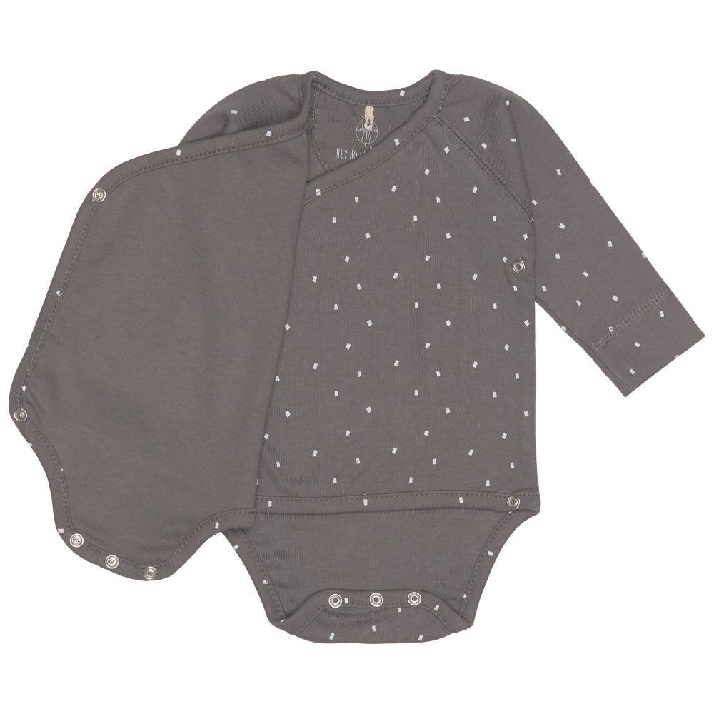 Lässig Baby Wickelbody langarm - Bio Baumwolle, Punkte, Anthrazit Begrenztes Angebot