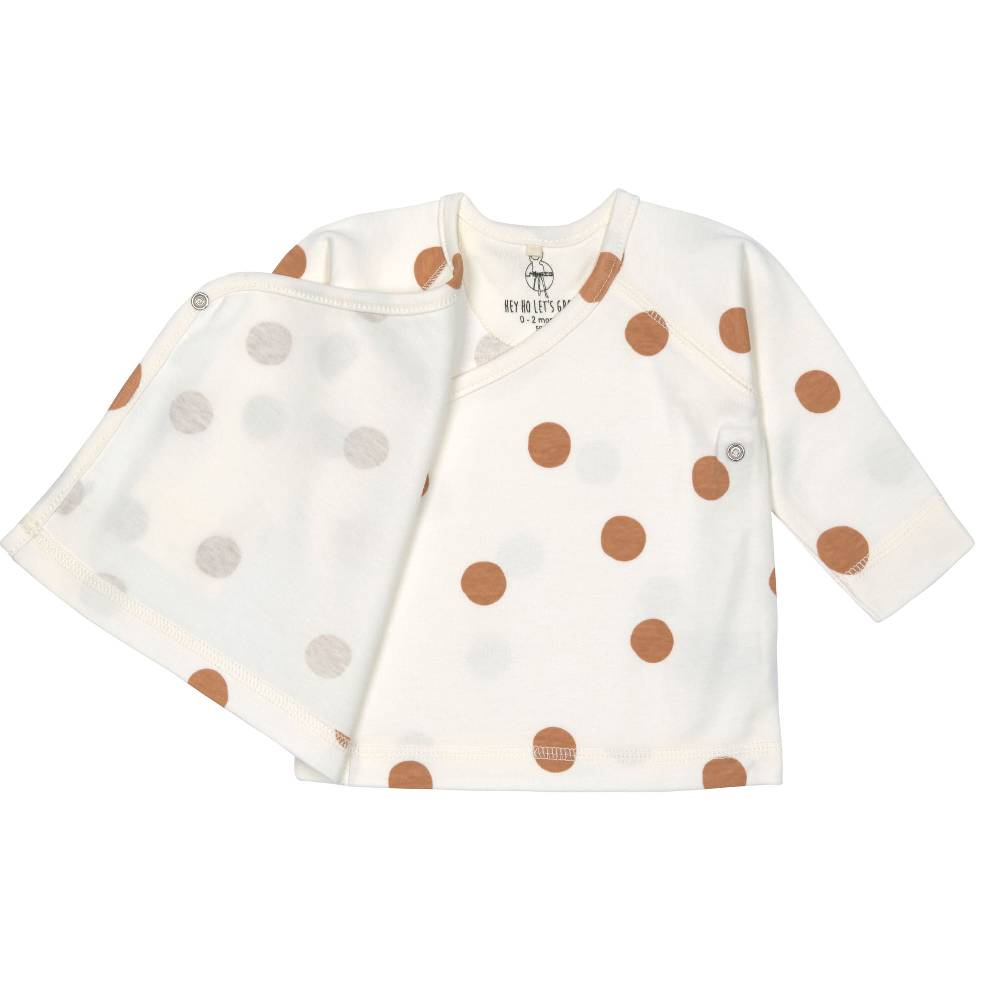 Lässig Baby Wickelshirt - Bio Baumwolle, Big Dots, Beige Valentinstagsangebot