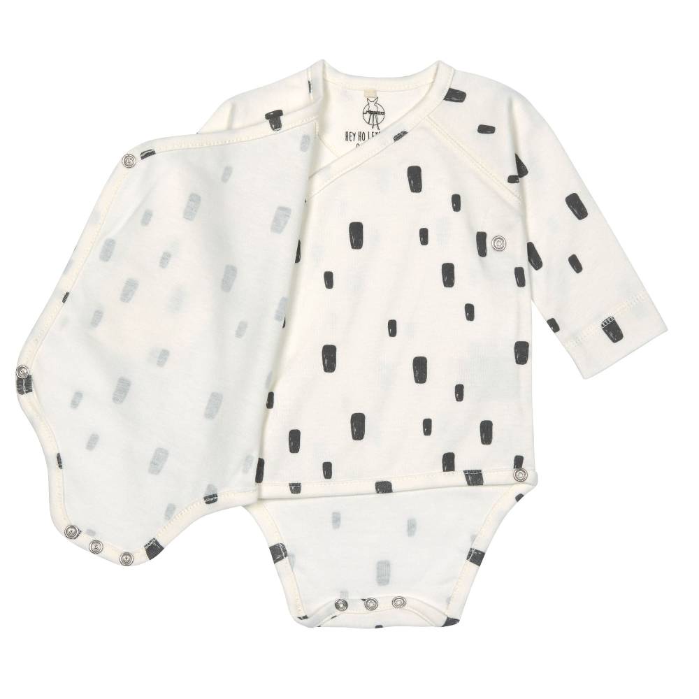 Lässig Baby Wickelbody langarm - Bio Baumwolle, Rechtecke, Weiß Zeitlich begrenztes Angebot