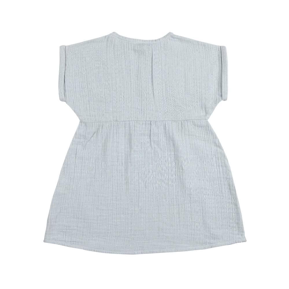 Lässig Musselin Kinderkleid - Bio Baumwolle, Blau Kostenlose Rückgabe