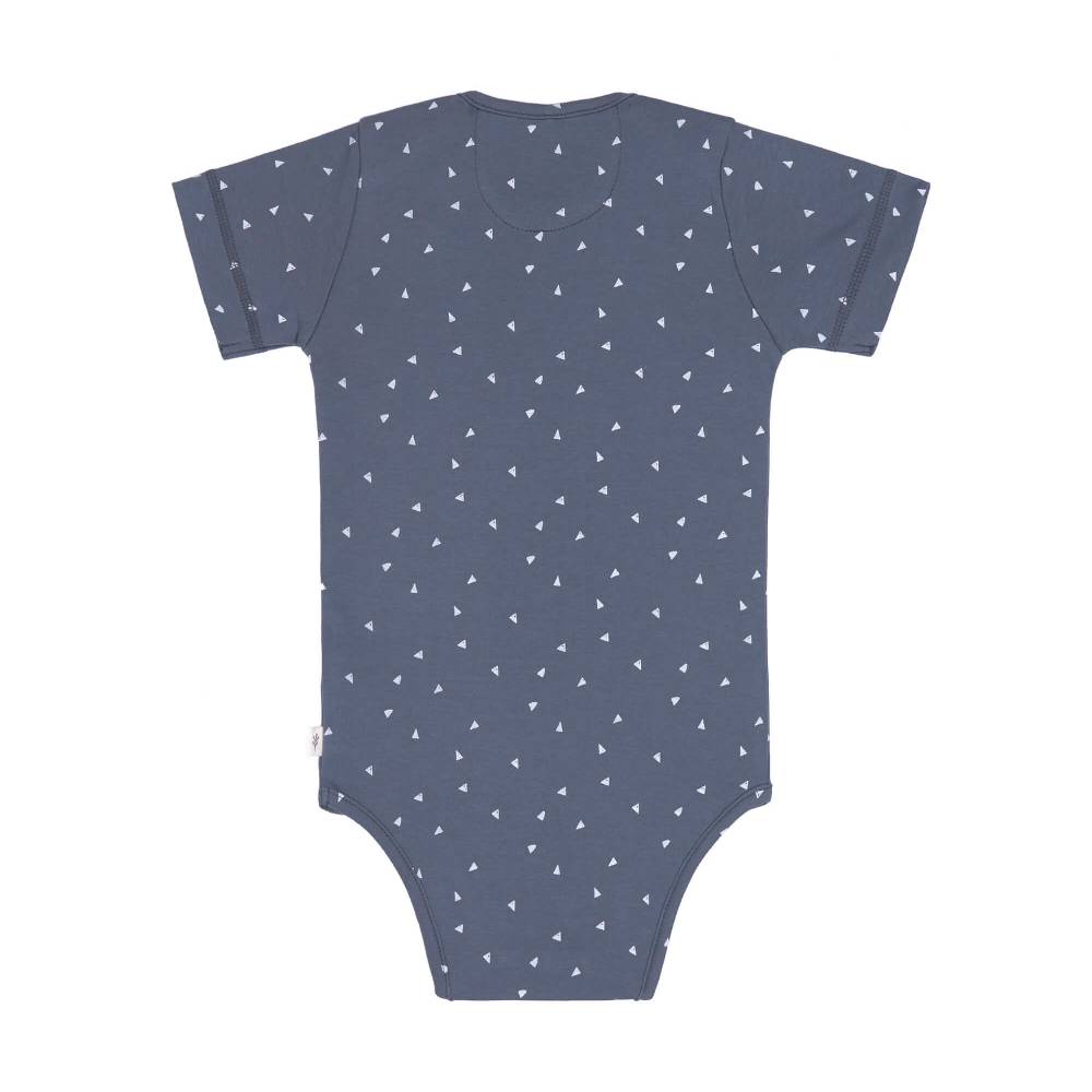 Lässig Baby Body kurzarm - Bio Baumwolle, Dreiecke, Blau Letzte 3 Tage