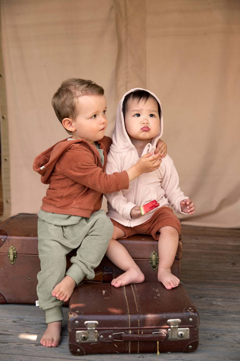 Lässig Frottee Jacke Kinder, Rostrot Nur noch ein Tag übrig