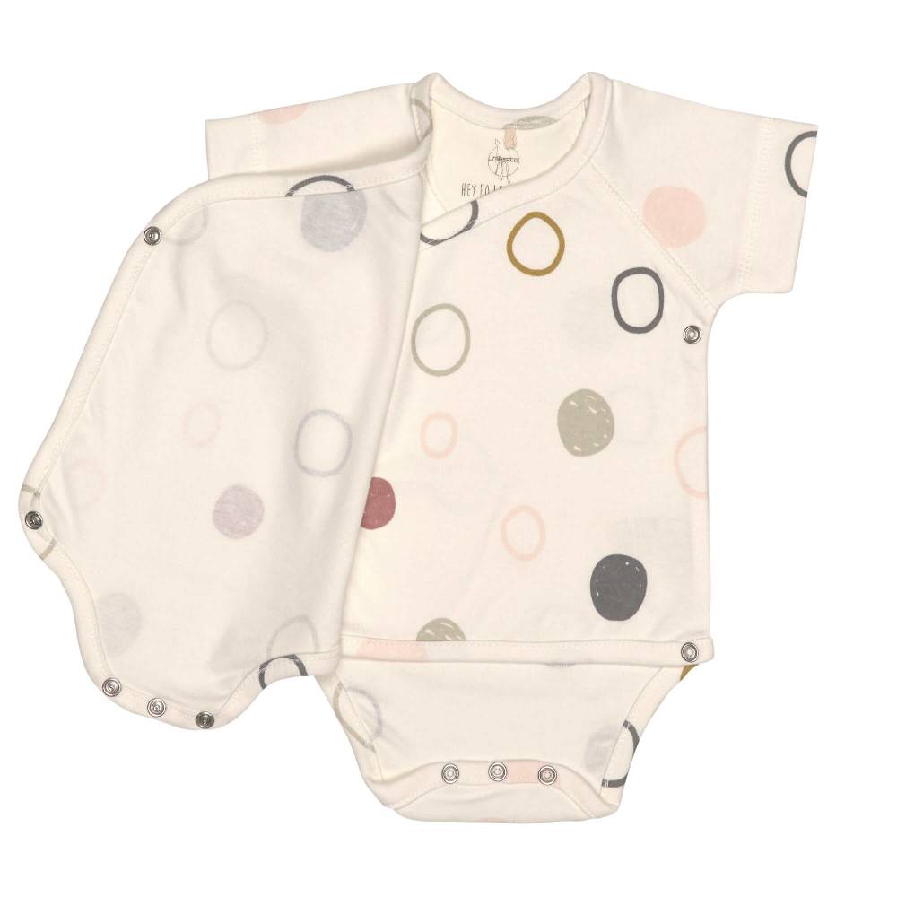 Lässig Baby Wickelbody kurzarm - Bio Baumwolle, Kreise, Beige Super Rabatt
