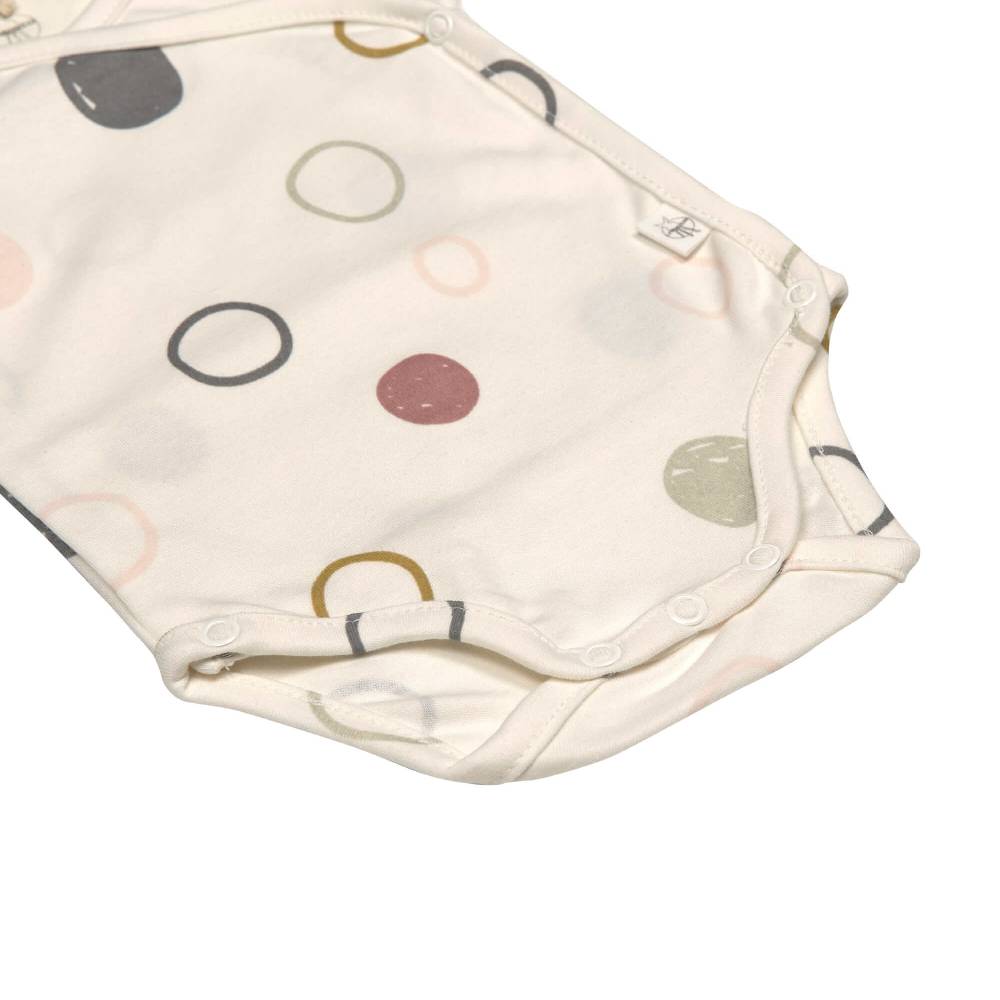 Lässig Baby Wickelbody kurzarm - Bio Baumwolle, Kreise, Beige Super Rabatt