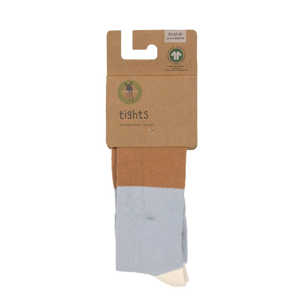 Lässig Strumpfhose GOTS - Tights, Block Streifen Hellblau Karamell Clearance-Verkauf