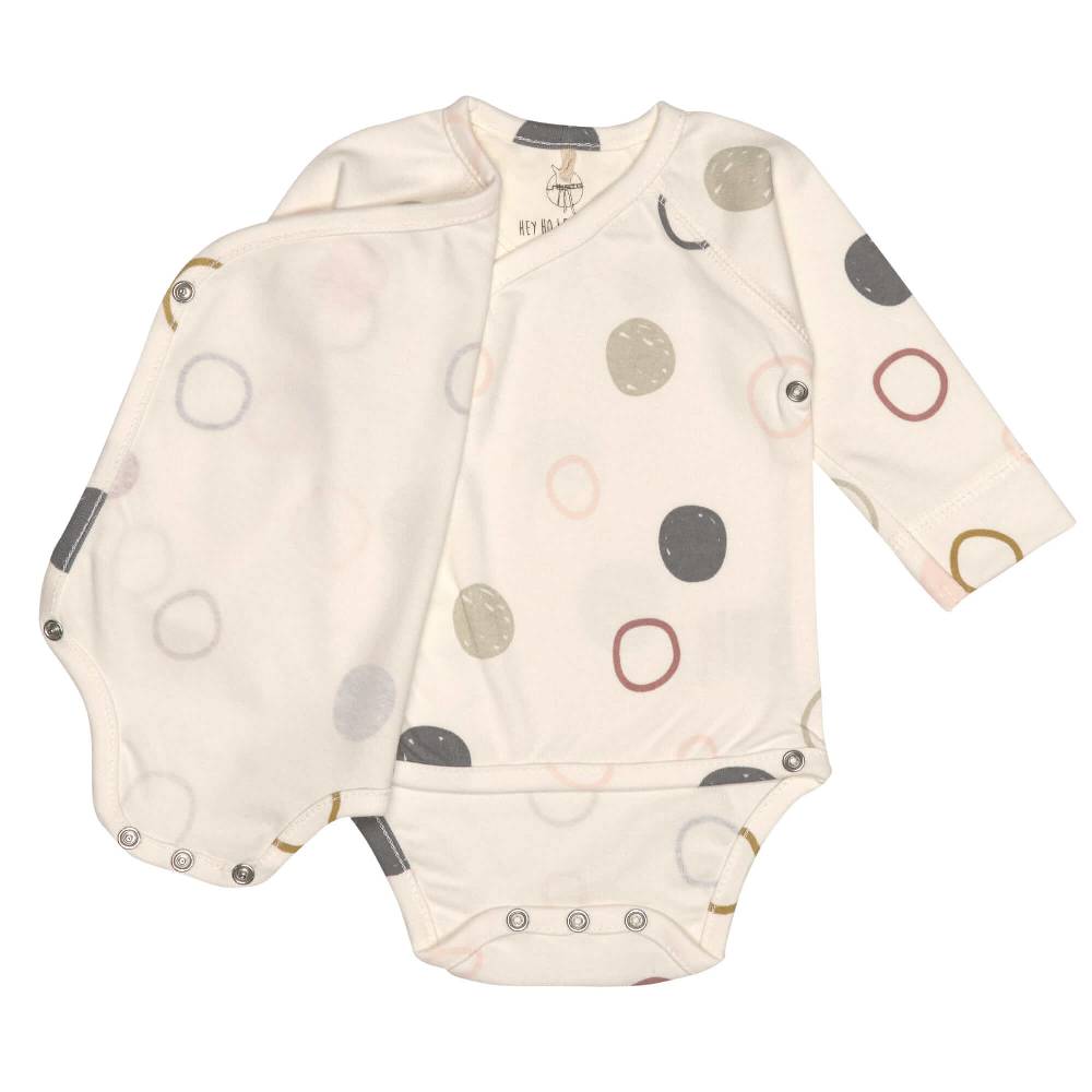 Lässig Baby Wickelbody langarm - Bio Baumwolle, Kreise, Beige Großer Ausverkauf