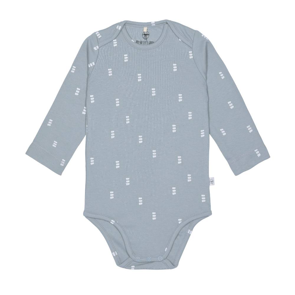 Lässig Baby Body langarm - Bio Baumwolle, Blocks, Hellblau