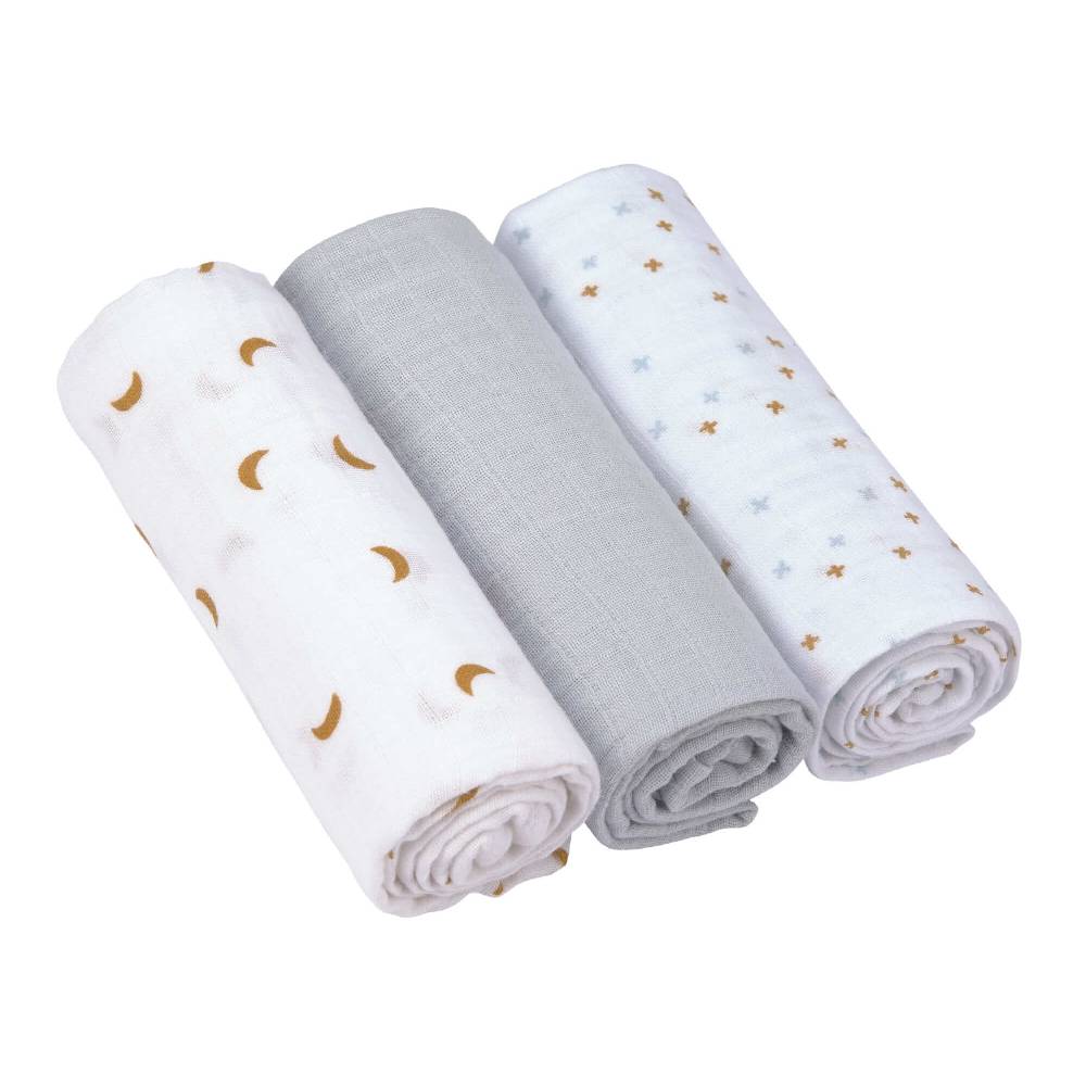 Lässig Mulltücher (3 Stk) - Swaddle & Burp Blanket L, Adventure Traktor