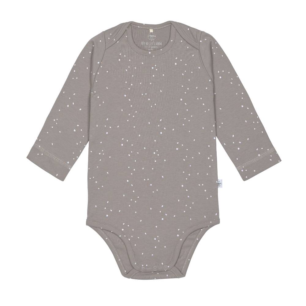 Lässig Baby Body langarm - Bio Baumwolle, Punkte, Taupe