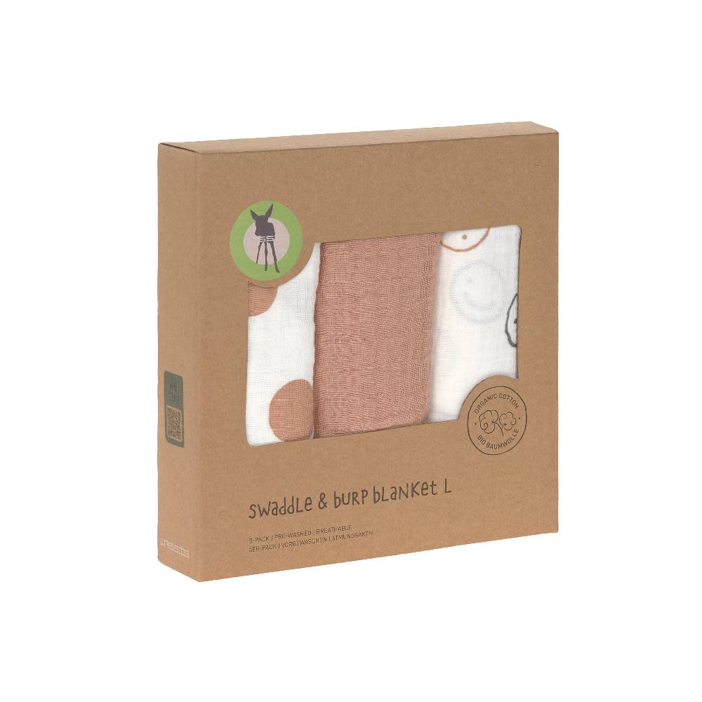 Lässig Mulltücher 3er Set 85 x 85 cm - Tiny Smile, Beige Saisonale Angebote