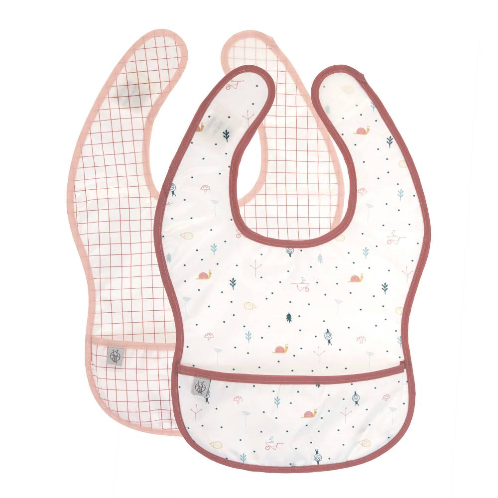 Lässig Lätzchen mit Auffangtasche (2 Stk) - Bib Lightweight, Garden Explorer Schnecke