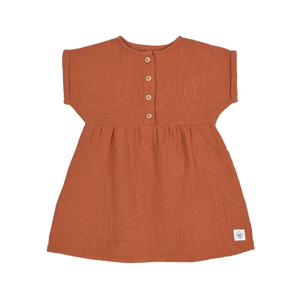 Lässig Kinderkleid - Bio Baumwolle, Rostrot Super Sparpreis