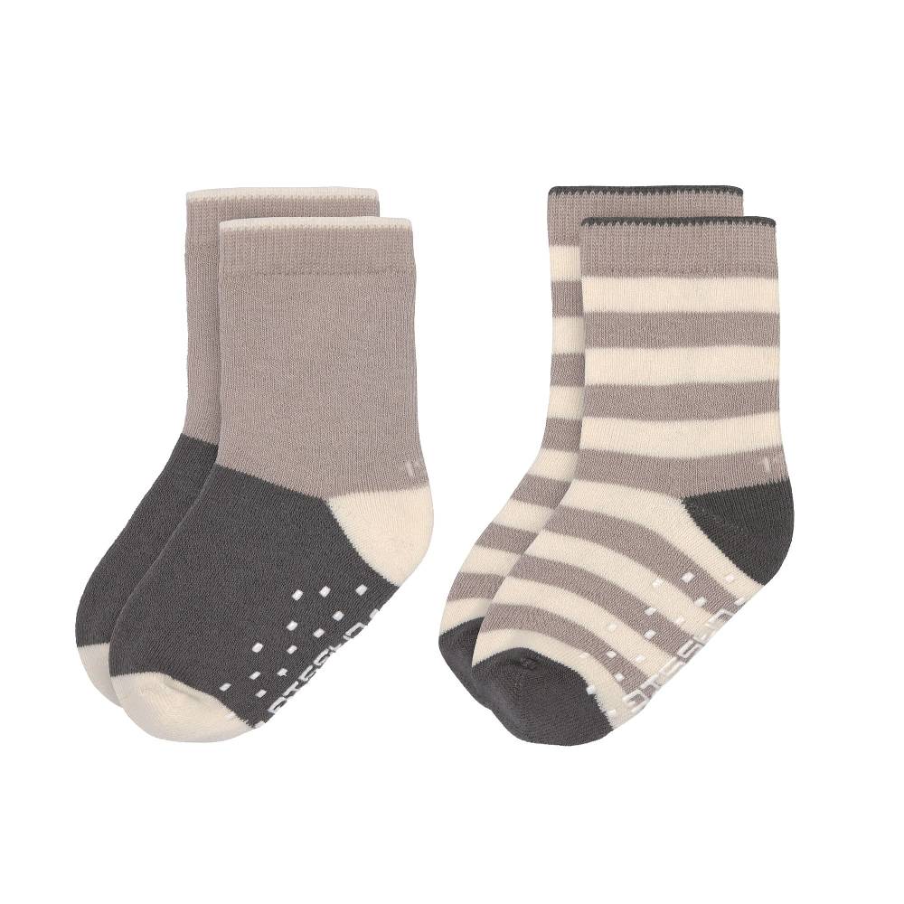 Lässig Kinder Antirutsch-Socken (2er-Set), Anthrazit Taupe