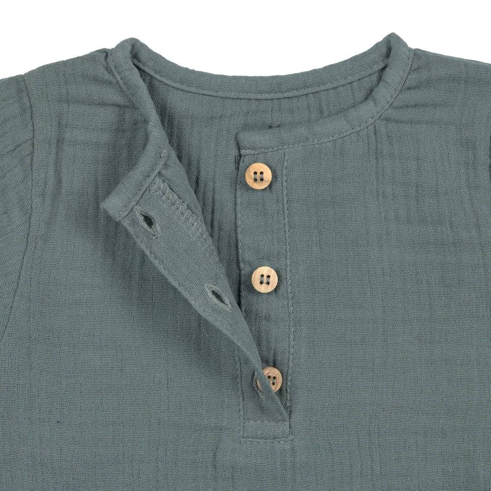 Lässig Musselin Langarmshirt - Bio Baumwolle, Petrolgrün 50% Rabatt mit kostenlosem Versand