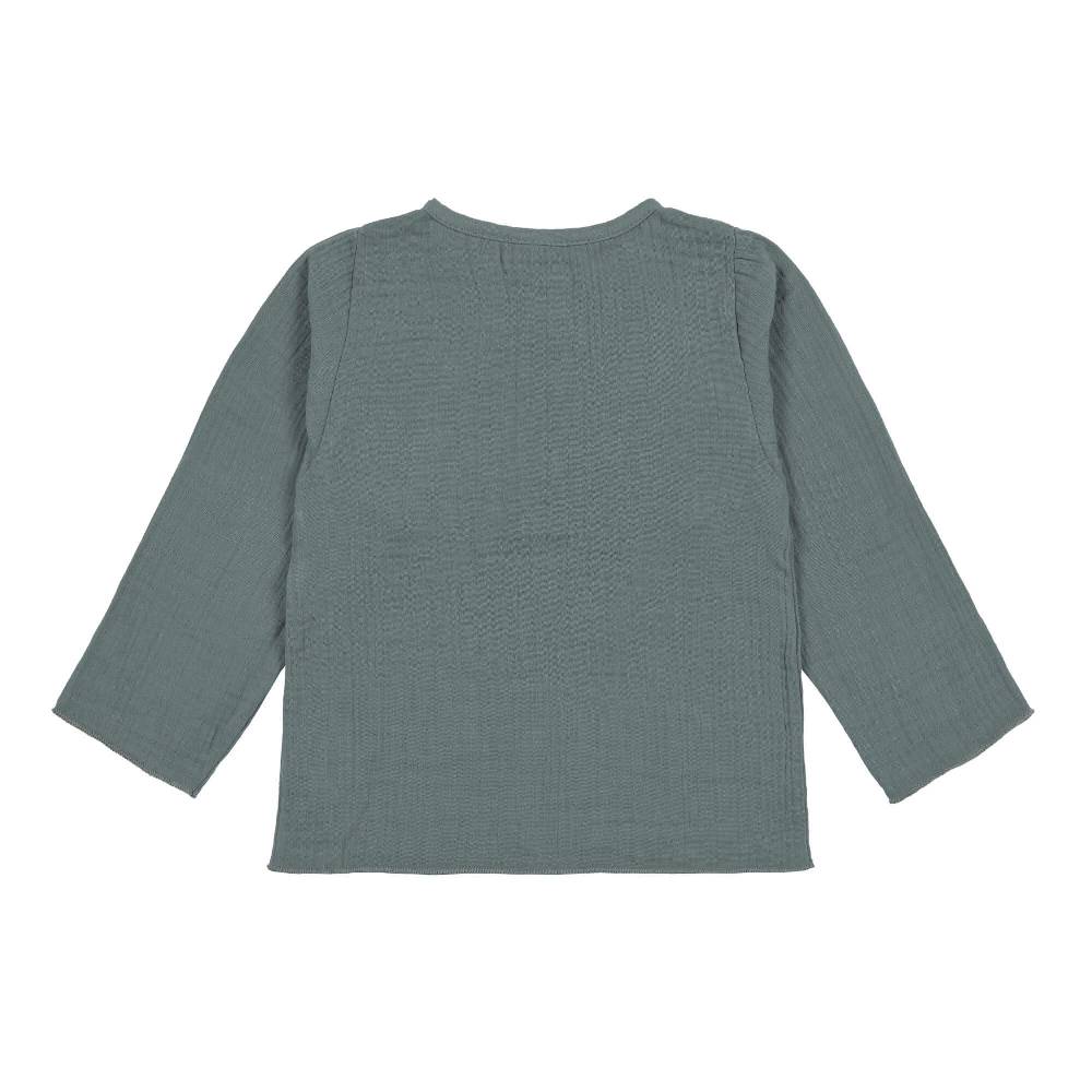 Lässig Musselin Langarmshirt - Bio Baumwolle, Petrolgrün 50% Rabatt mit kostenlosem Versand