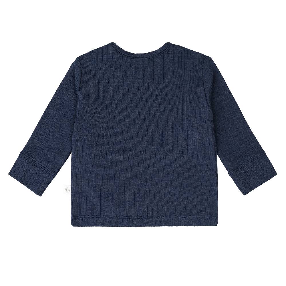 Lässig Baby Langarm Shirt - gerippt, Blau Im Verkauf
