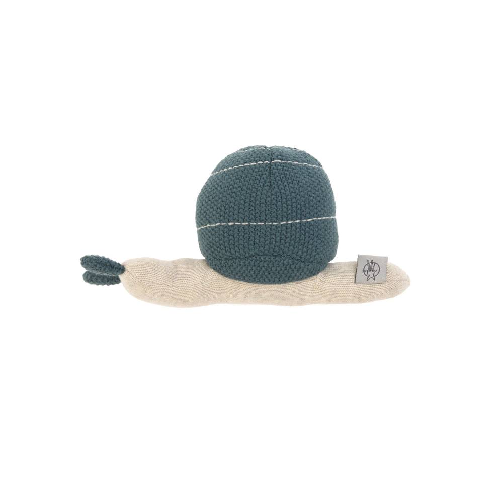 Lässig Kuscheltier mit Rassel - Knitted Toy, Garden Explorer Schnecke Blau