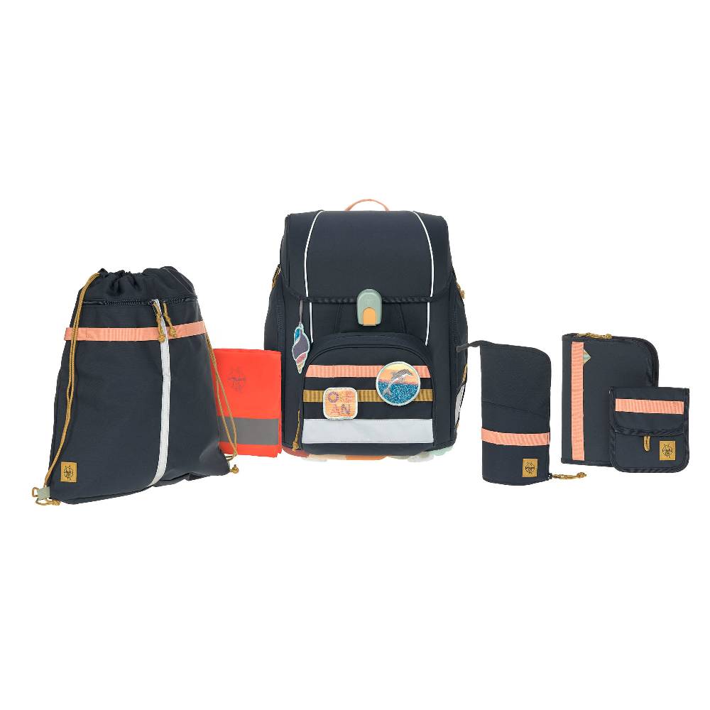 Lässig Schulranzen Set 7-teilig Boxy - Unique Ocean, Dunkelblau