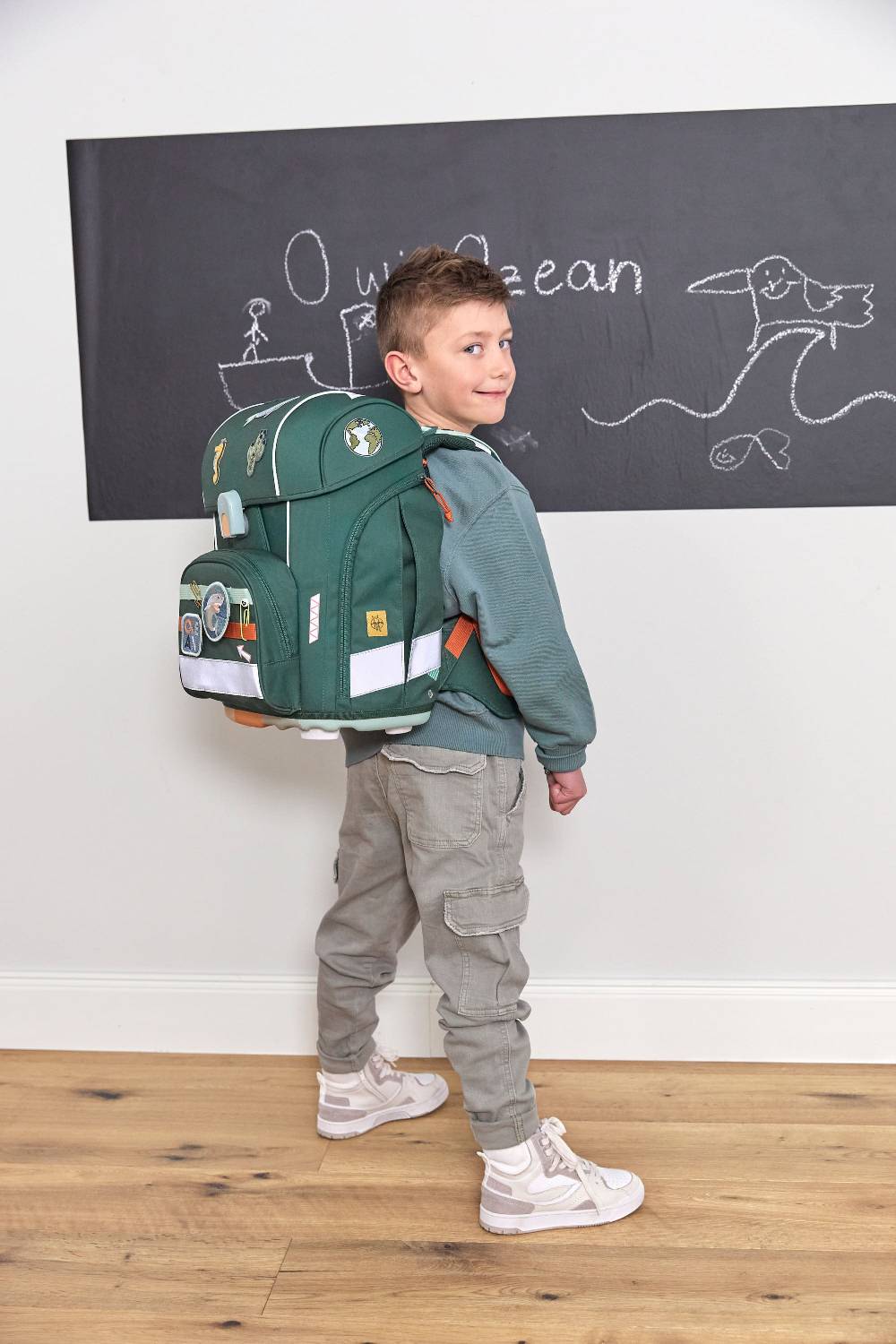 Lässig Schulranzen Set 7-teilig Boxy - Unique Ocean, Dunkelgrün Osterangebot