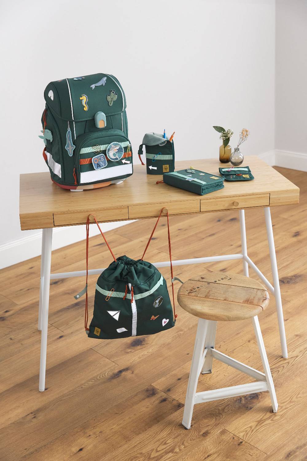 Lässig Schulranzen Set 7-teilig Boxy - Unique Ocean, Dunkelgrün Osterangebot