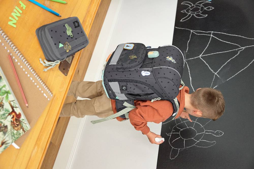 Lässig Schulranzen Set 7-teilig, Boxy Unique Speckles Anthracite Große Rabatte