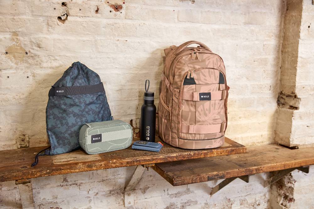 Lässig Schulrucksack - BOLD Origin Leaves, Karamell Kauf eins, bekomm eins gratis