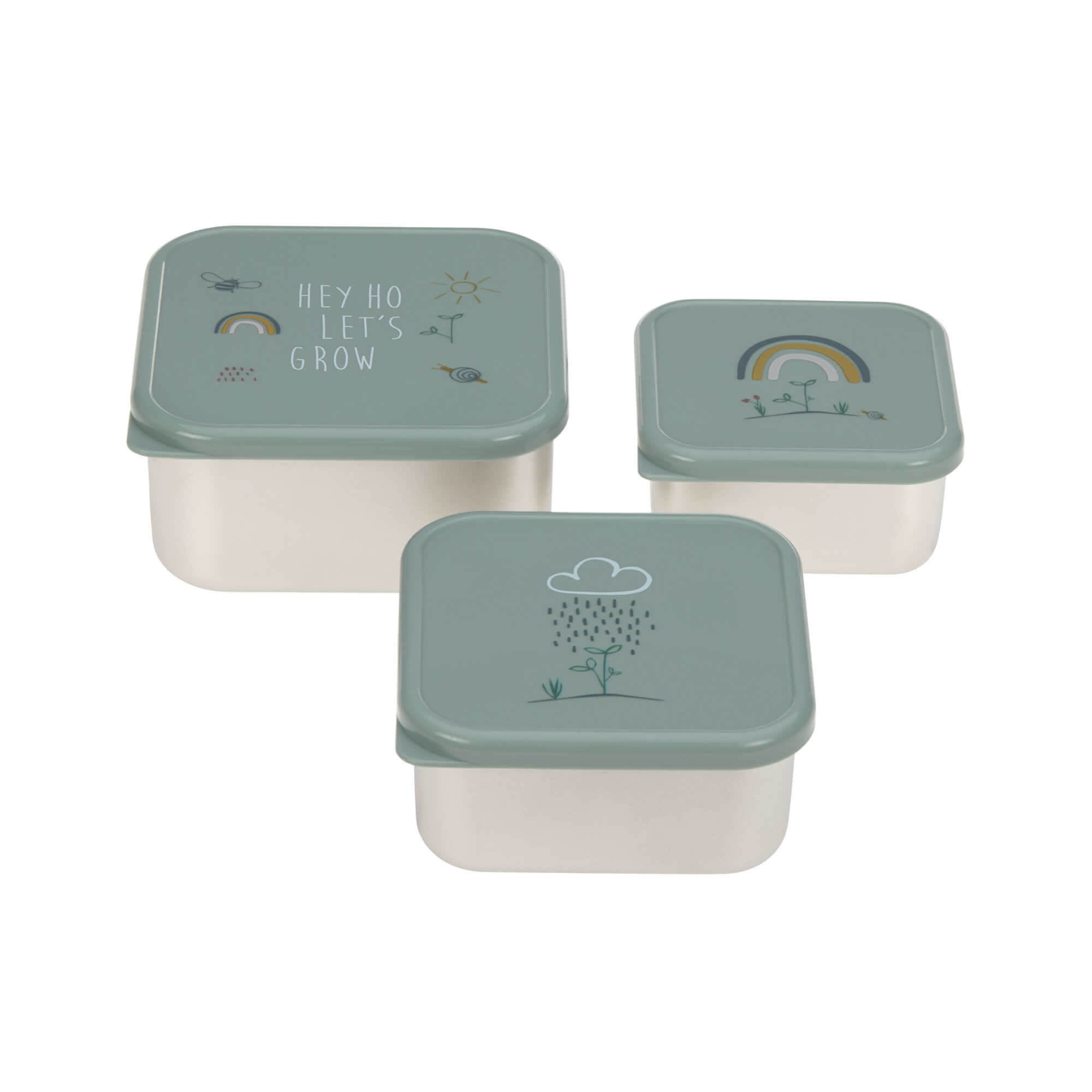 Lässig Snackbox Kinder (3er Set) - Edelstahl Brotdose, Garden Explorer