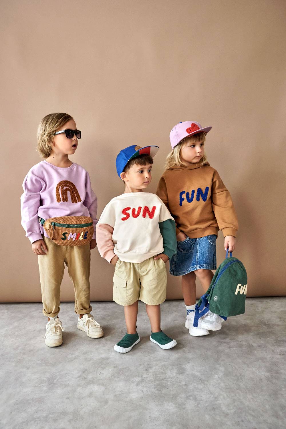 Lässig Kinder Pullover - Bio Baumwolle, Little Gang, Sun Weiß Weihnachtsangebot