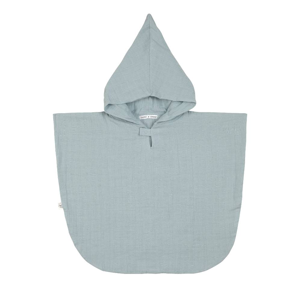 Lässig Badeponcho Kinder aus Musselin, Hellblau