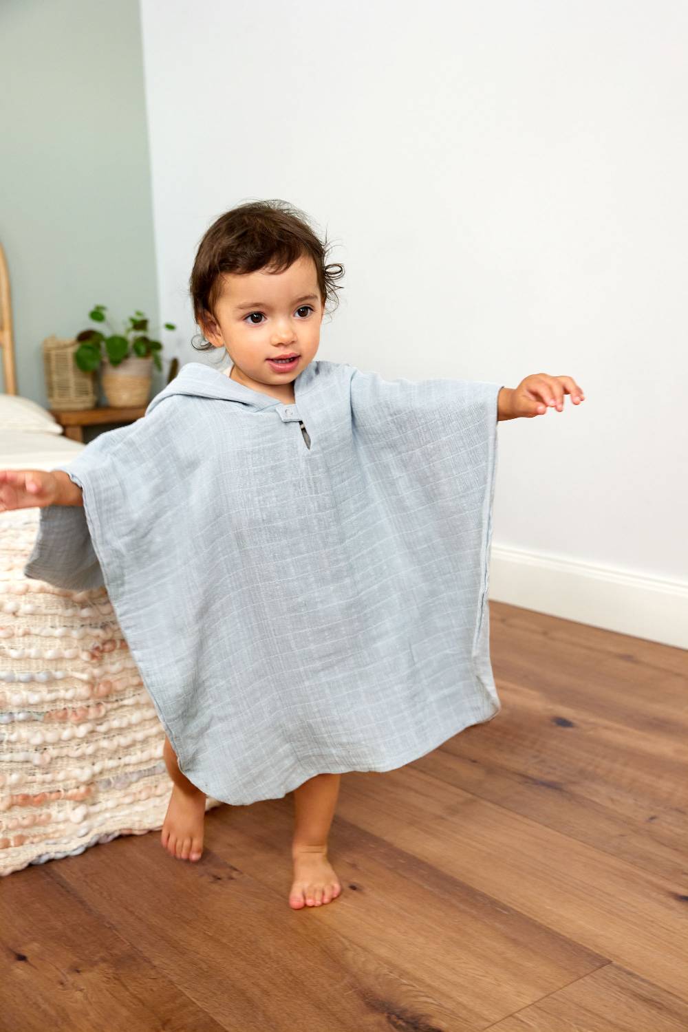 Lässig Badeponcho Kinder aus Musselin, Hellblau Osterangebot