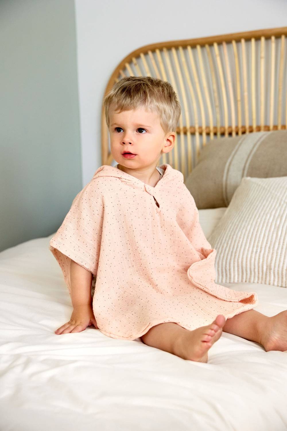 Lässig Badeponcho Kinder aus Musselin - Punkte, Rosa Muttertagsangebot