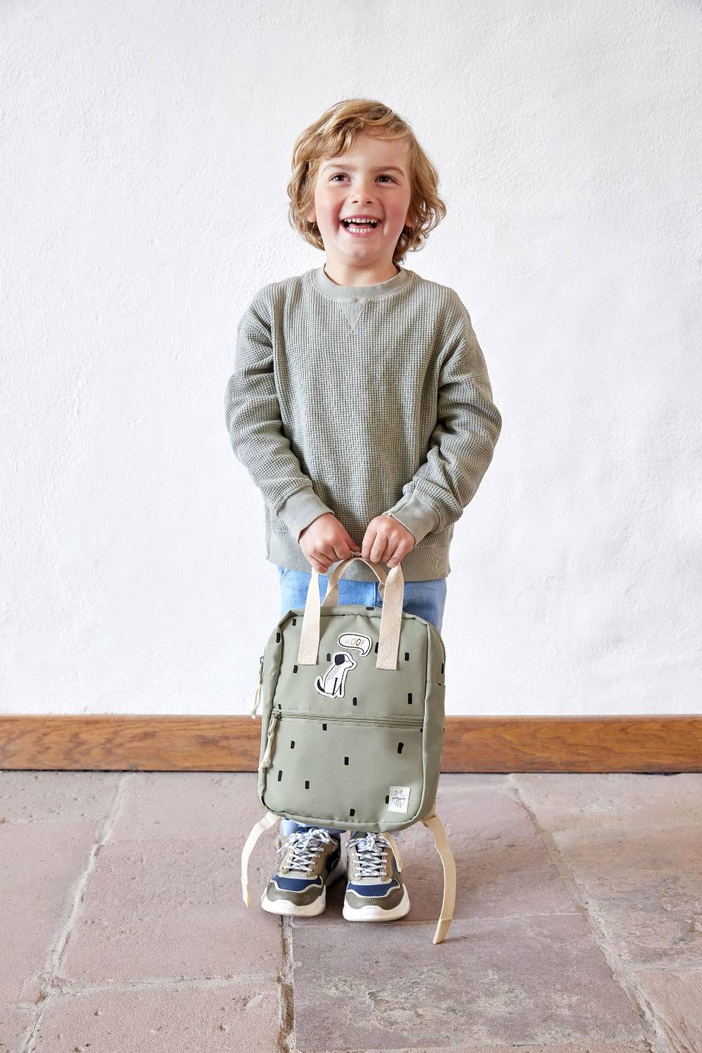 Lässig Kindergartenrucksack Square - Happy Prints, Oliv Valentinstagsangebot
