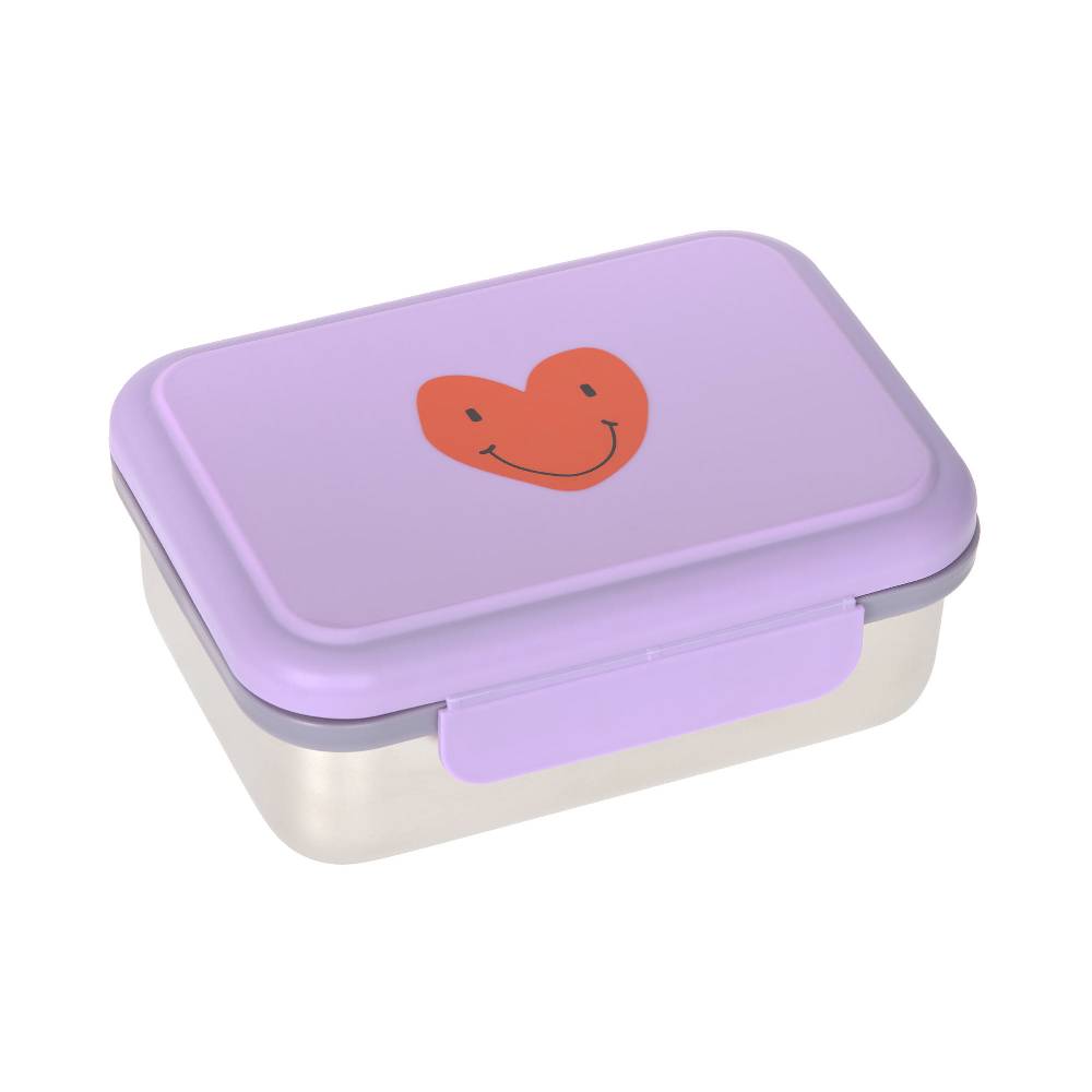 Lässig Brotdose Kinder - Edelstahl Lunchbox, Little Gang Herz Lila