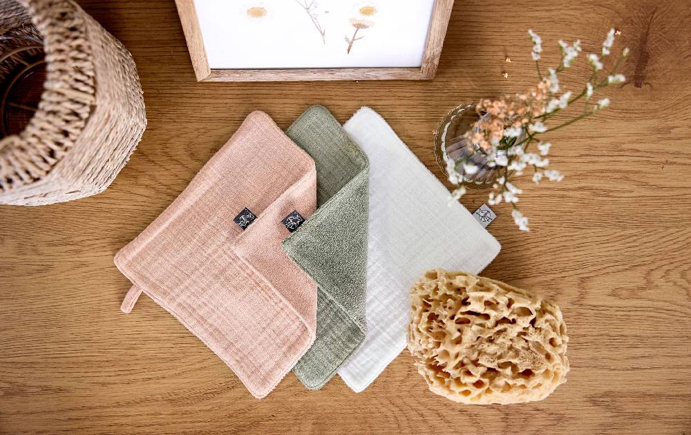 Lässig Mull Waschlappen Baby 3er Set, Weiß Rosa Oliv Tägliche Deals