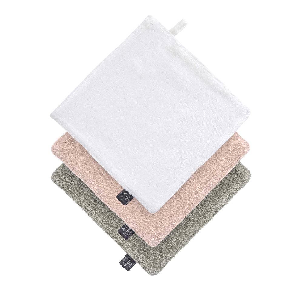 Lässig Mull Waschlappen Baby 3er Set, Weiß Rosa Oliv Tägliche Deals