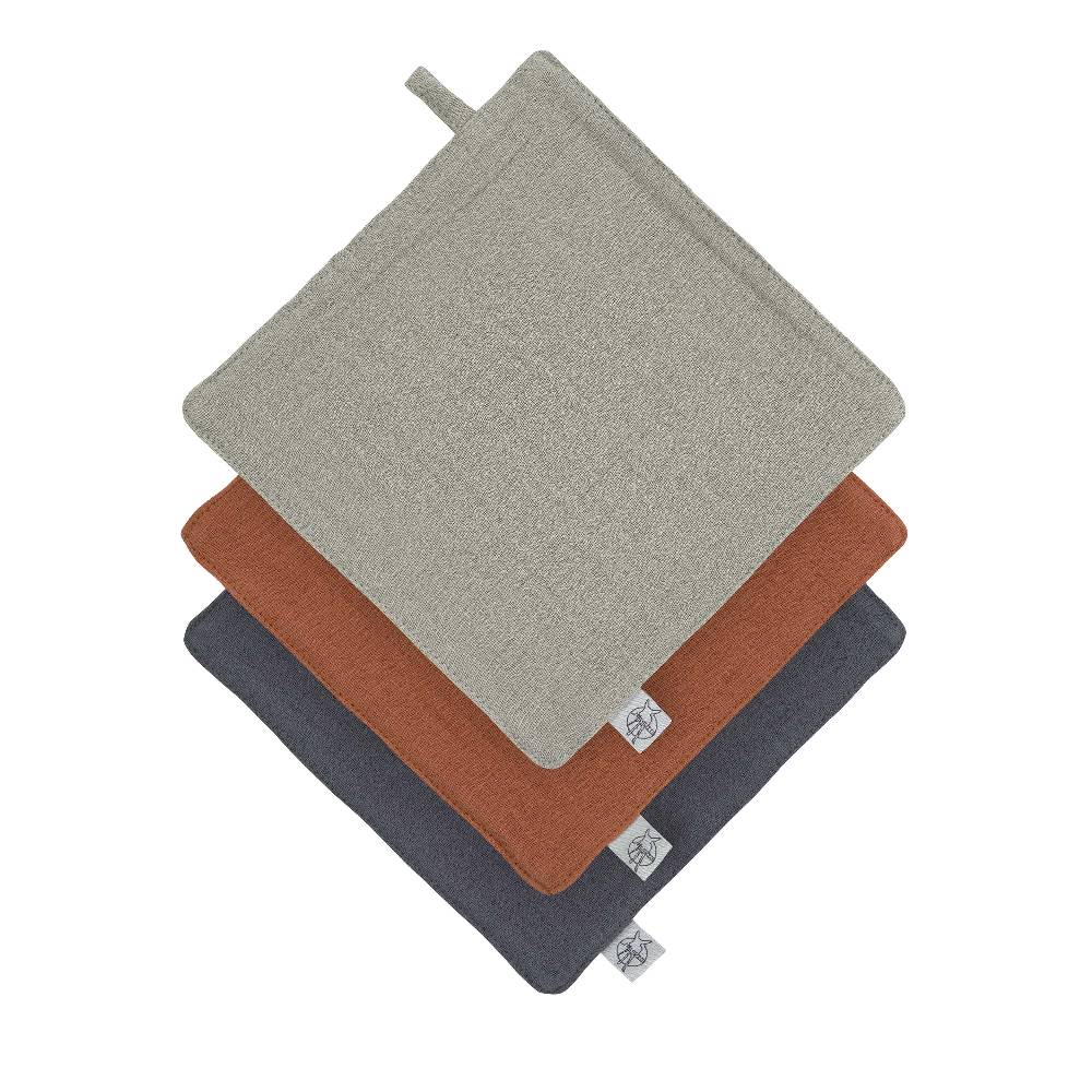 Lässig Mull Waschlappen Baby 3er Set, Oliv Rostrot Anthrazit Sonderangebote
