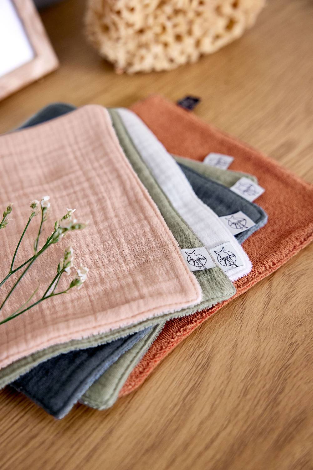 Lässig Mull Waschlappen Baby 3er Set, Oliv Rostrot Anthrazit Sonderangebote