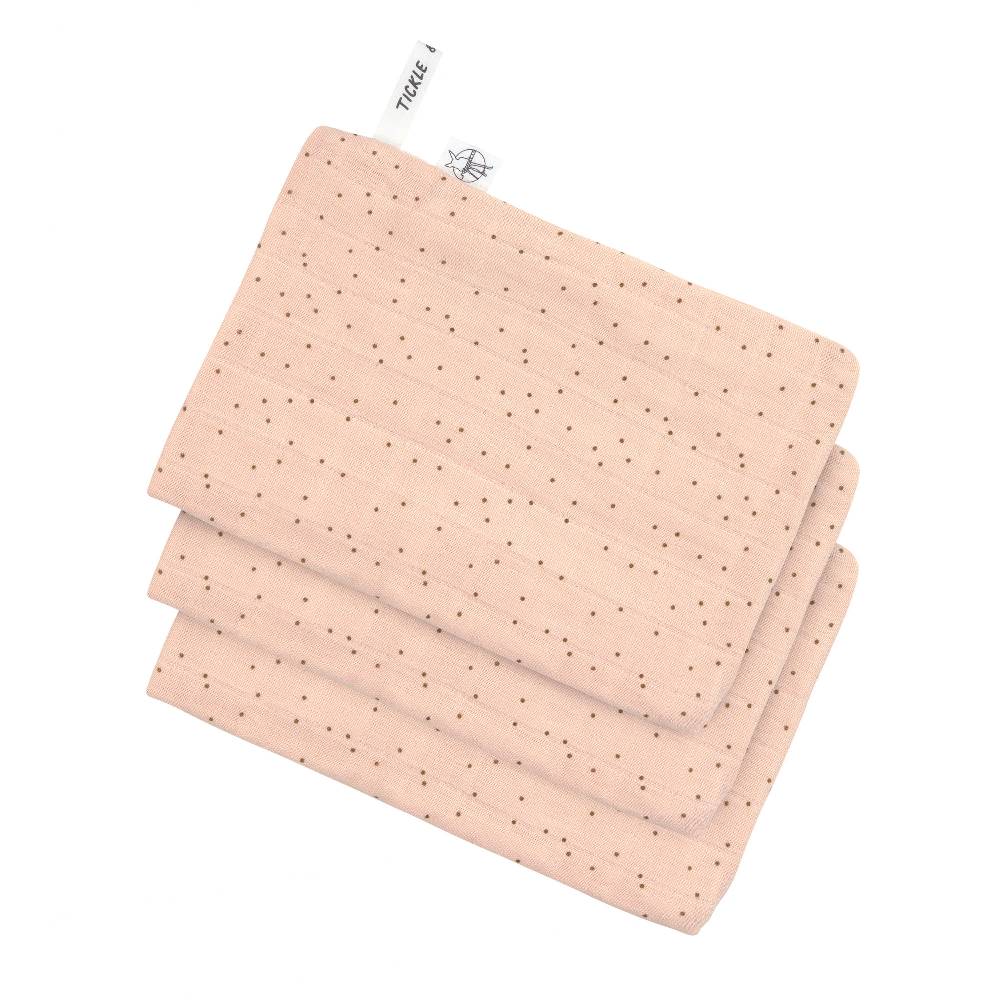 Lässig Mull Waschlappen Baby 3er Set - Punkte, Rosa Super Sparpreis