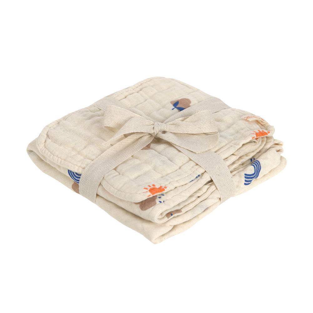 Lässig Musselin Set (Kapuzenhandtuch + Waschhandschuhe) - Nature, Beige Nur für heute