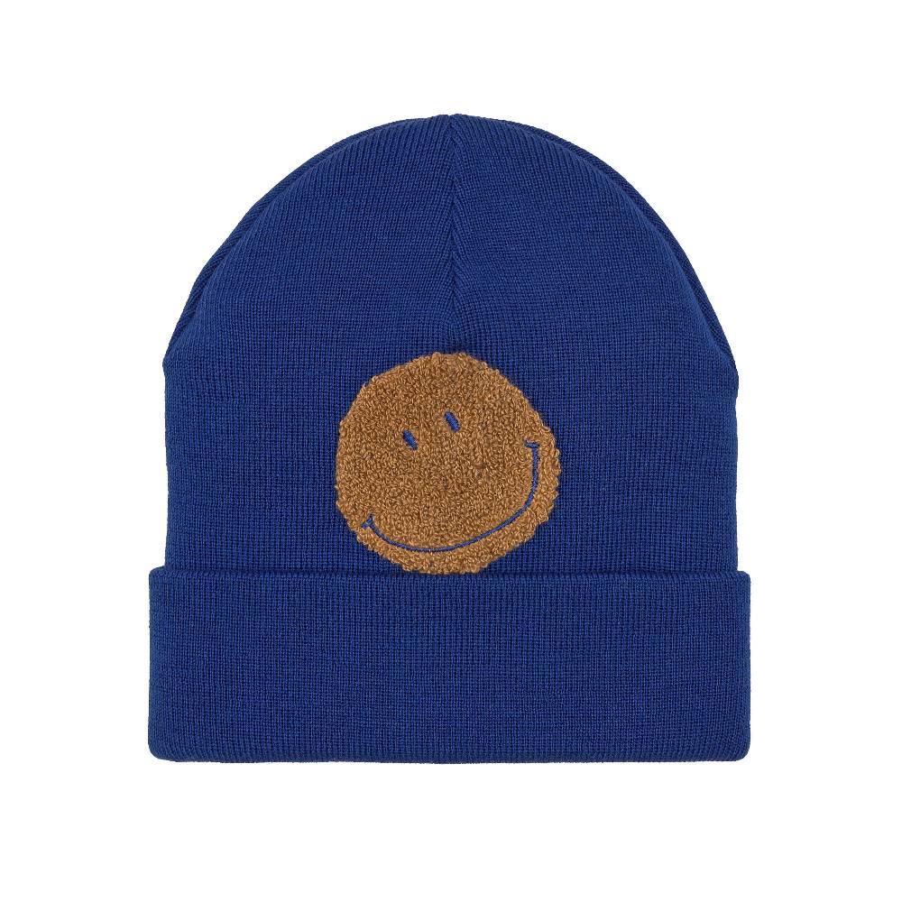Lässig Beanie Mütze Kinder - Merino Wolle, Little Gang, Smile Blau
