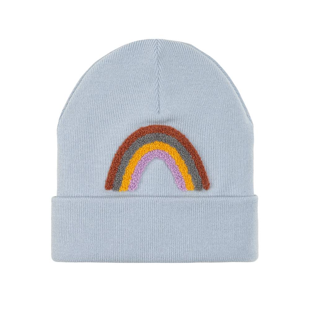Lässig Beanie Mütze Kinder - Merino Wolle, Little Gang, Regenbogen Hellblau