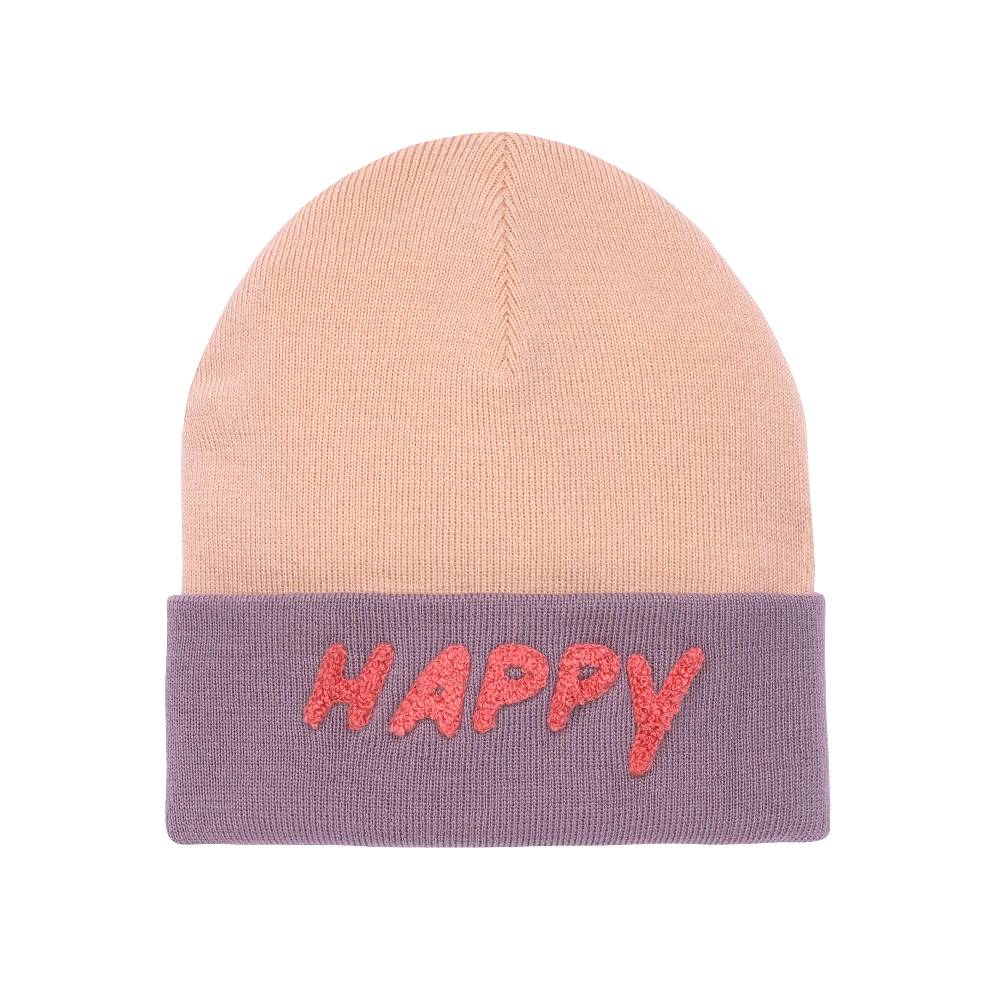 Lässig Beanie Mütze Kinder - Merino Wolle, Little Gang, Happy Rosa Kostenloser Versand international