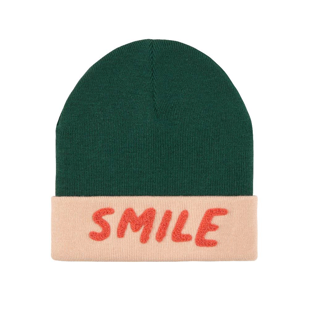 Lässig Beanie Mütze Kinder - Merino Wolle, Little Gang, Smile Grün