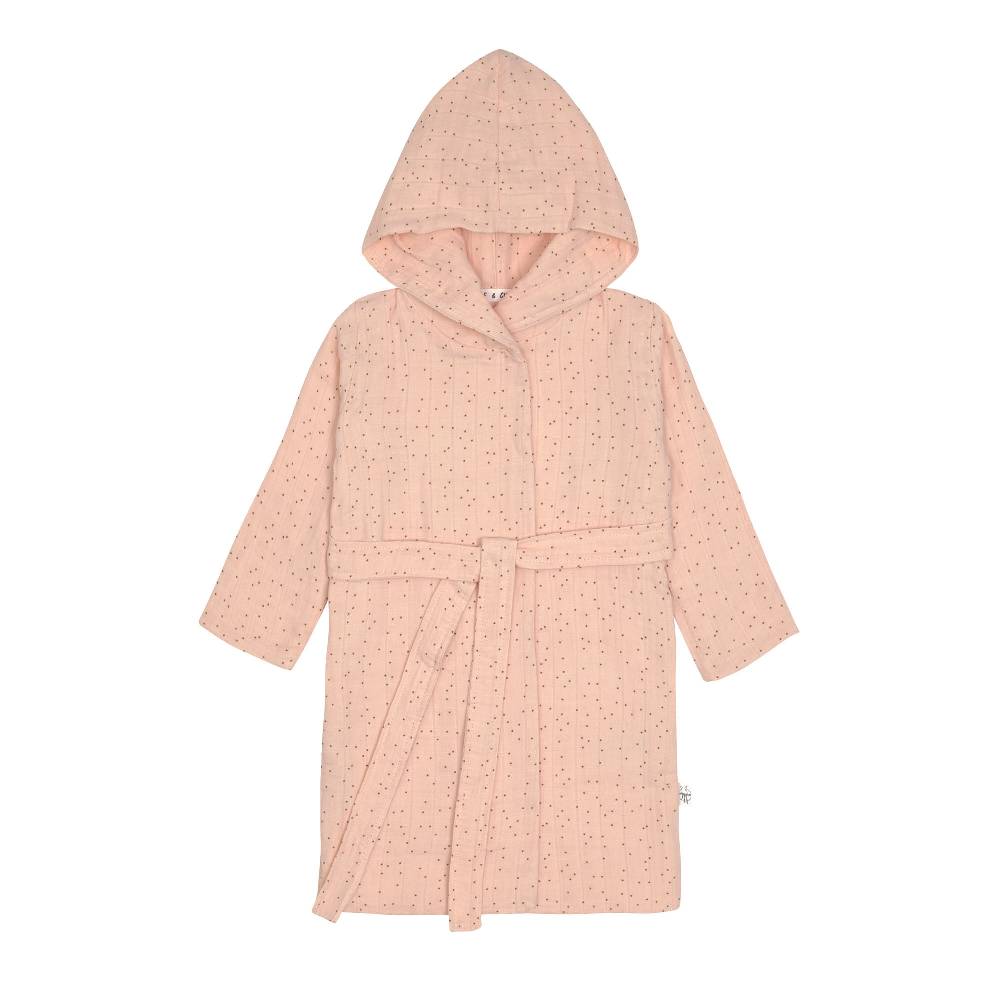 Lässig Bademantel Kinder aus Musselin - Punkte, Rosa