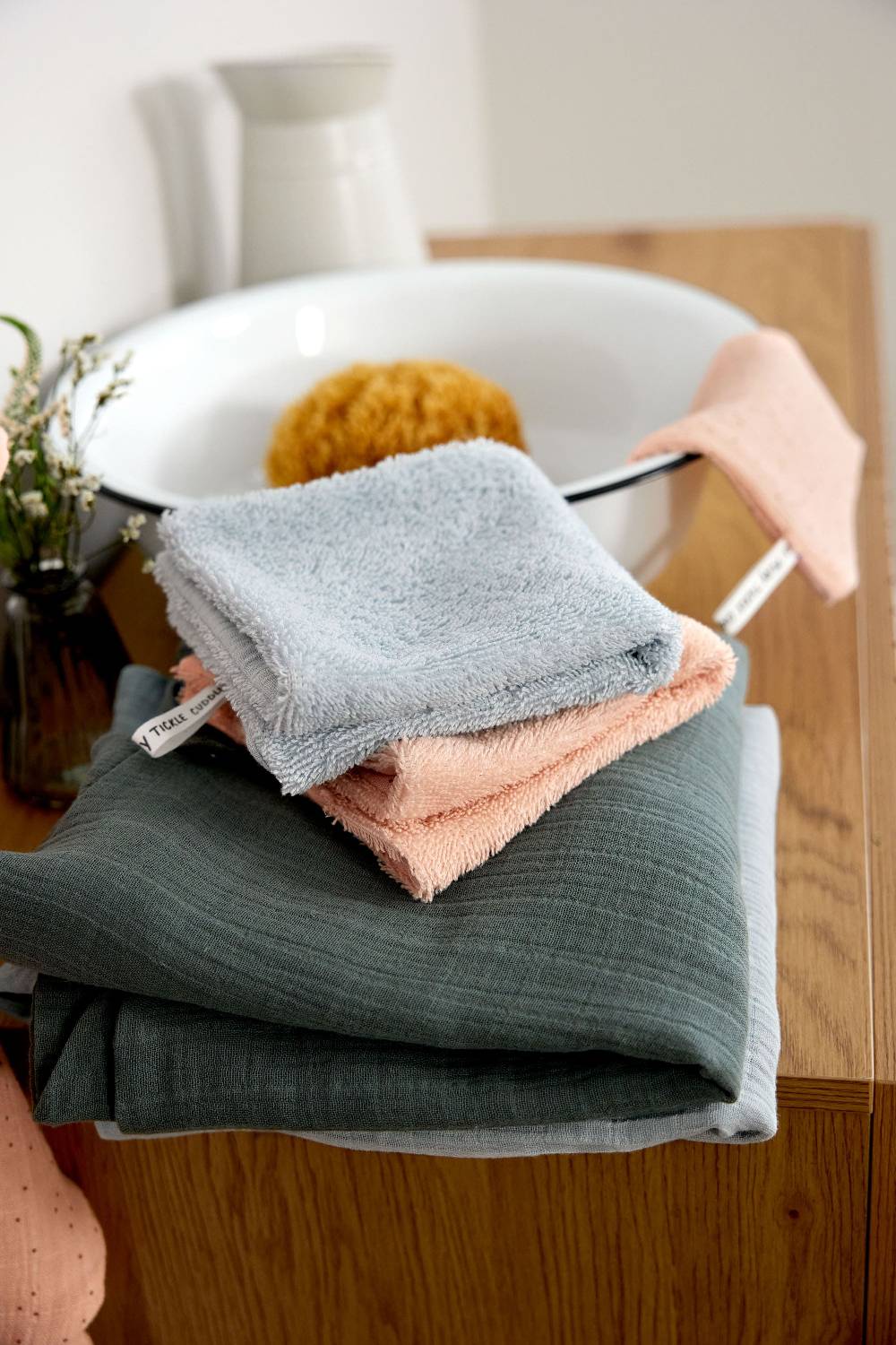 Lässig Musselin Waschlappen Baby 3er Set, Hellblau Auslauf