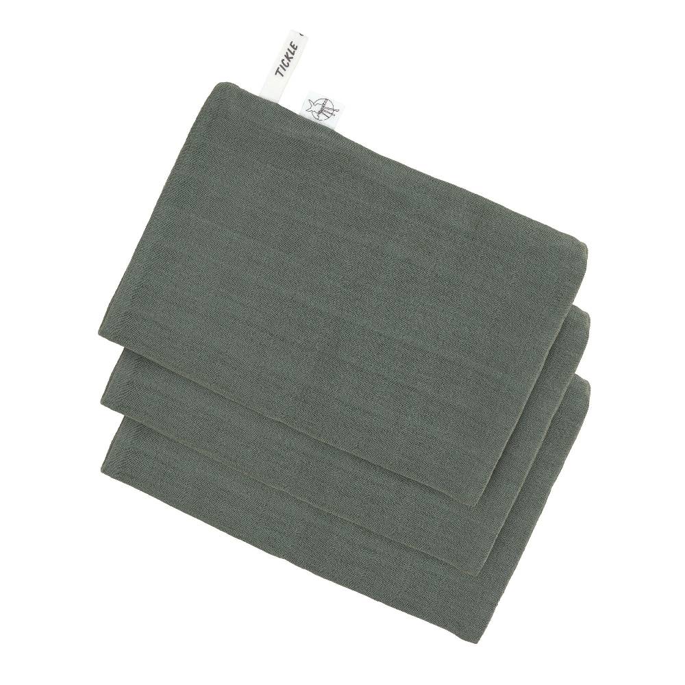 Lässig Mull Waschlappen Baby 3er Set, Petrolgrün