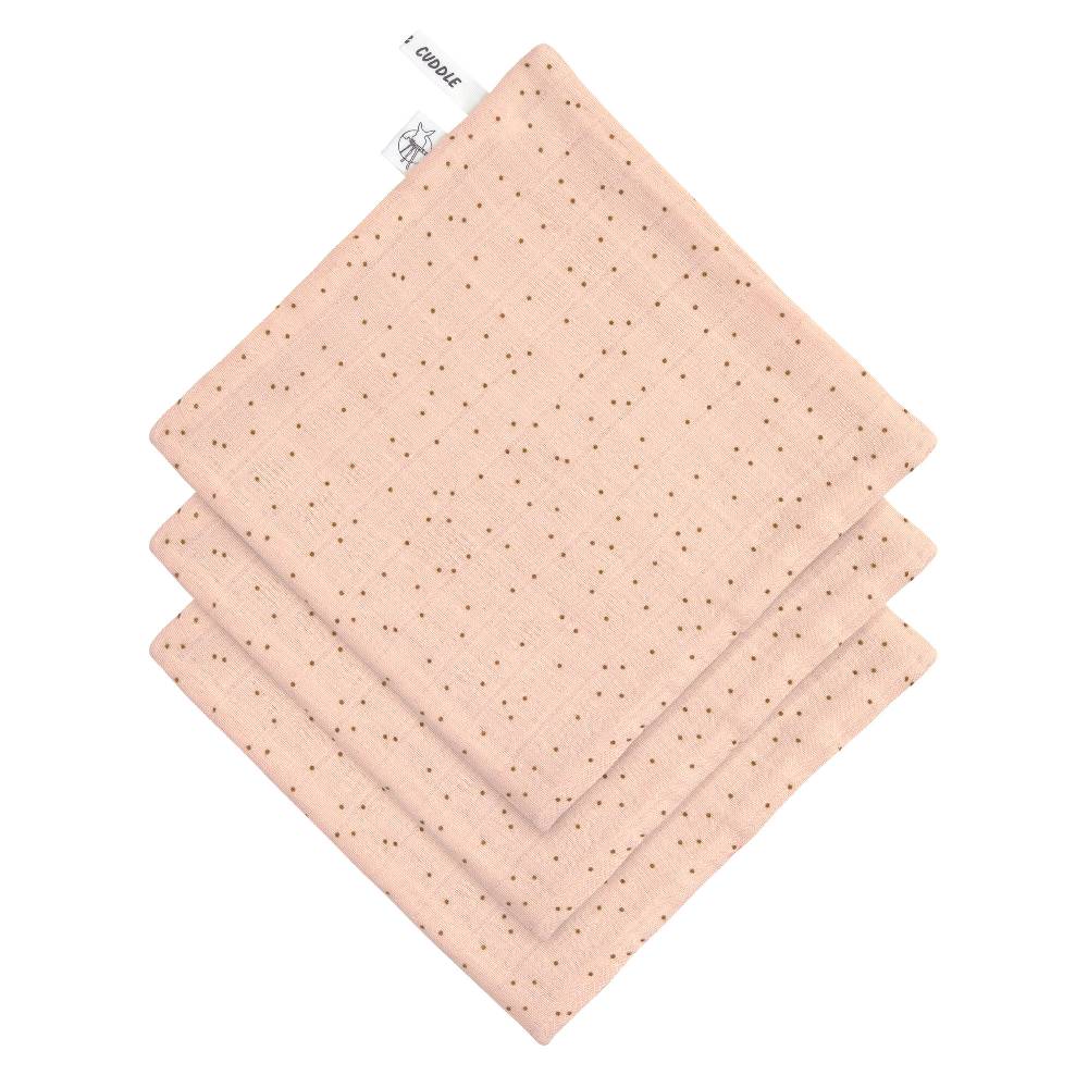 Lässig Musselin Waschlappen Baby 3er Set - Punkte, Rosa